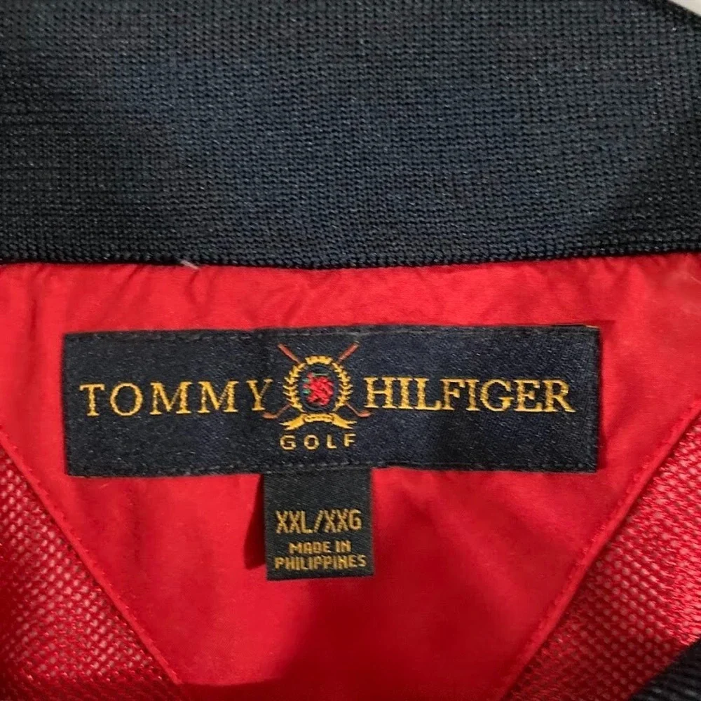 Vintage‎ Tommy Hilfiger Golf Windbreaker Mens 2XL Red Jacket Full Zip Polyester